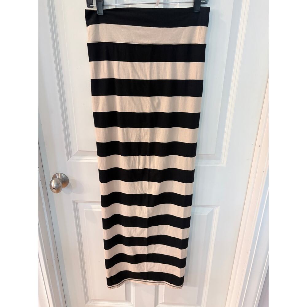 Free People Rugby Stripe Maxi Skirt Cream Black Cotton Blend Size S - Picture 2 of 15